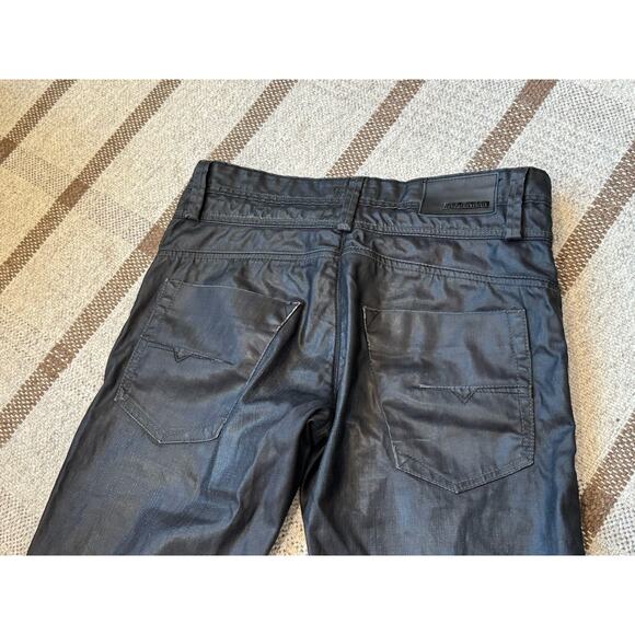 Projek Raw Wax Coated Jeans Men’s 32 X 32 Black Moto Regular Fit Loose - Picture 12 of 13